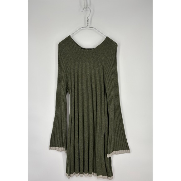 Anthropologie Sweater Dress Womens XL Green Arsenau Wool Blend Bell Sleeves - Picture 3 of 10